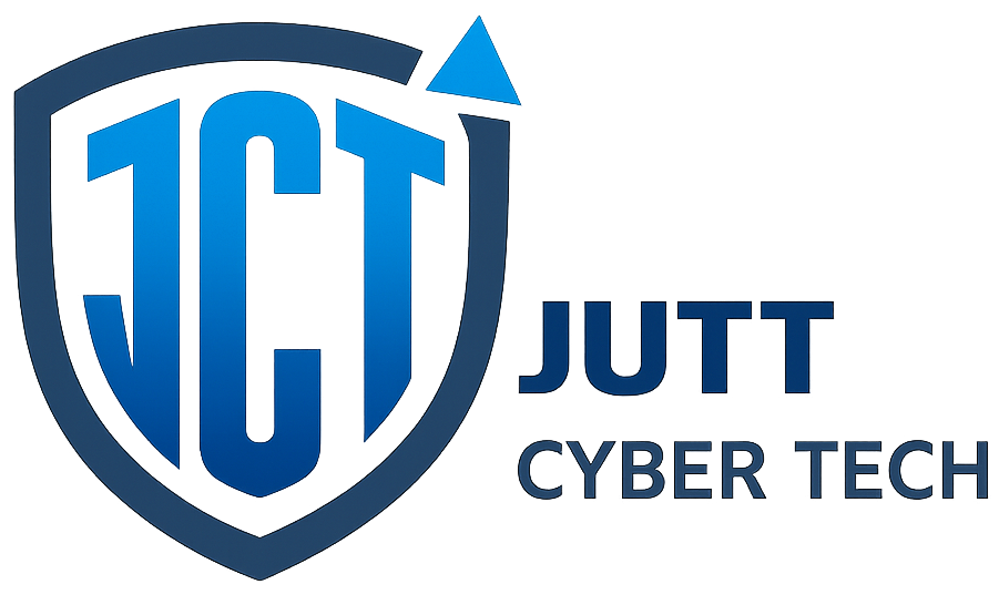 Jutt Cyber Tech shield logo with the letters JCT inside